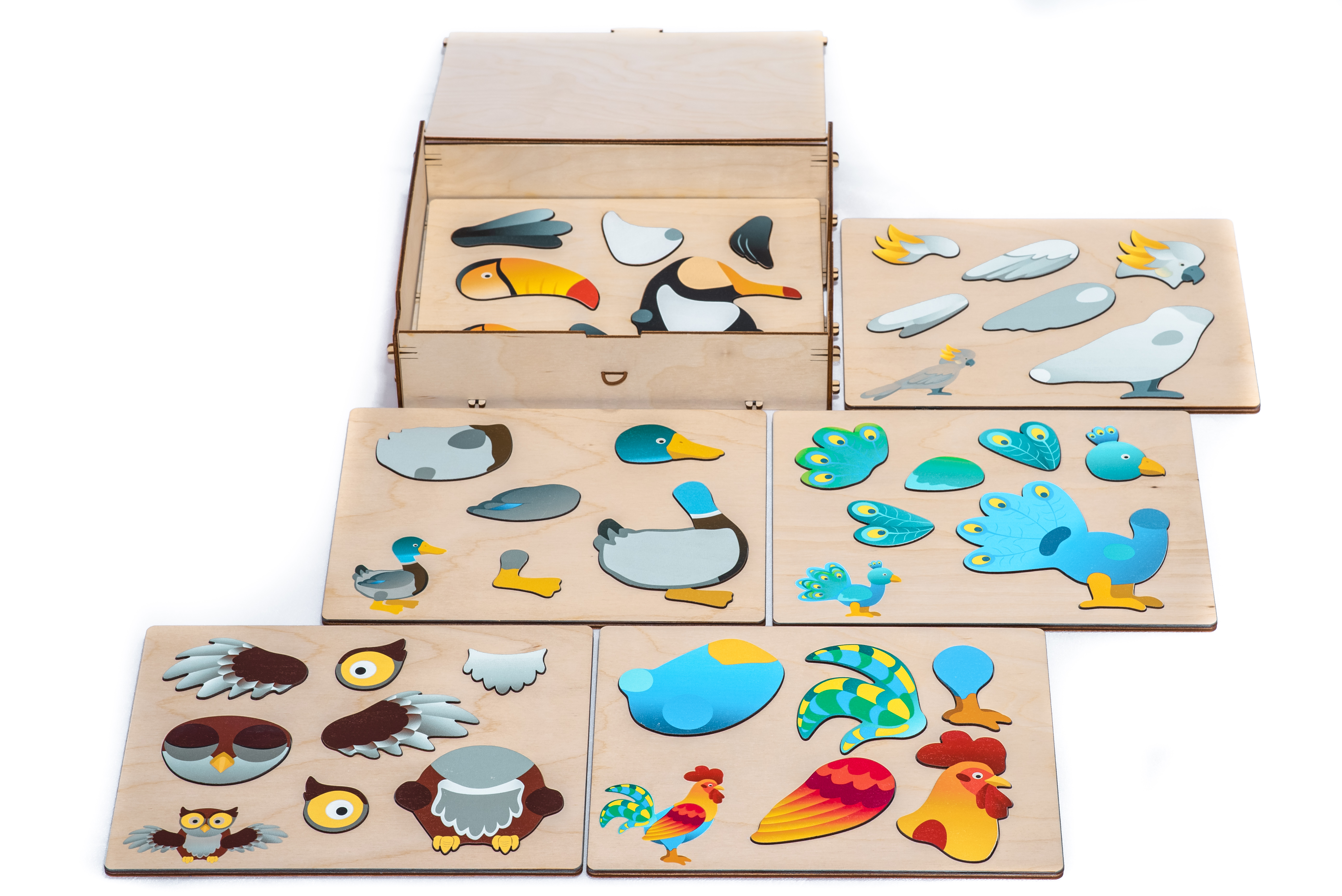 Magnetische Holzpuzzles für Kinder mit Vögeln 2