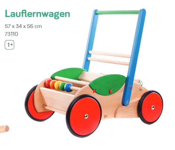 Lauflernwagen aus Holz, massiv 