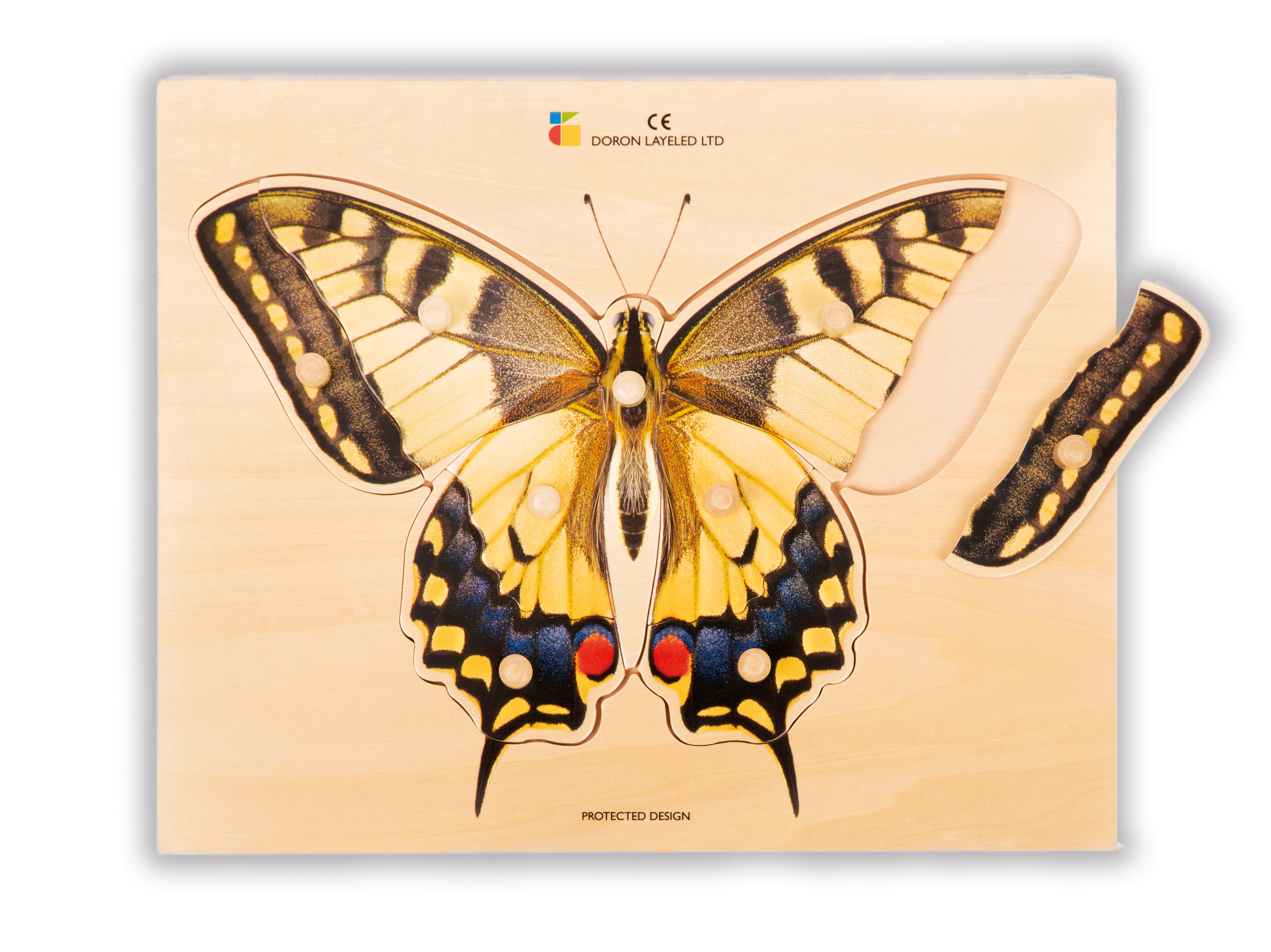  Holzpuzzle mit Griff Schmetterling