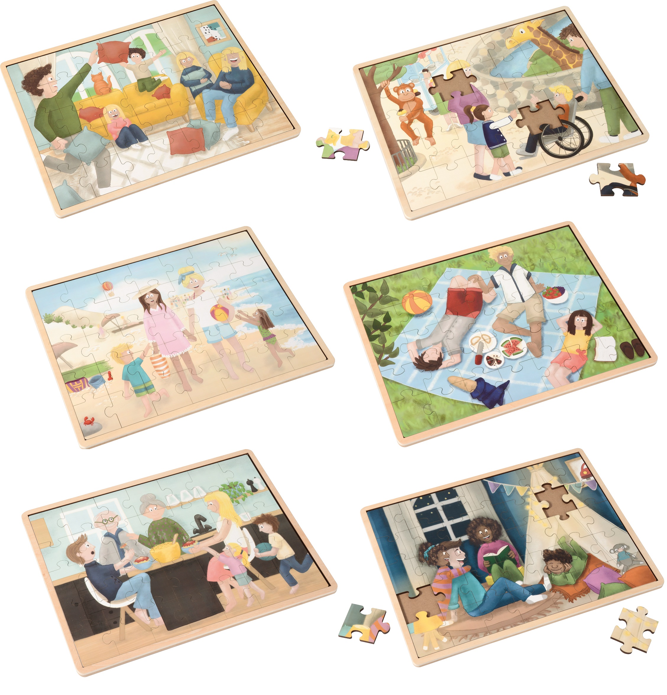 Puzzle Strand Sie und Sie Familie