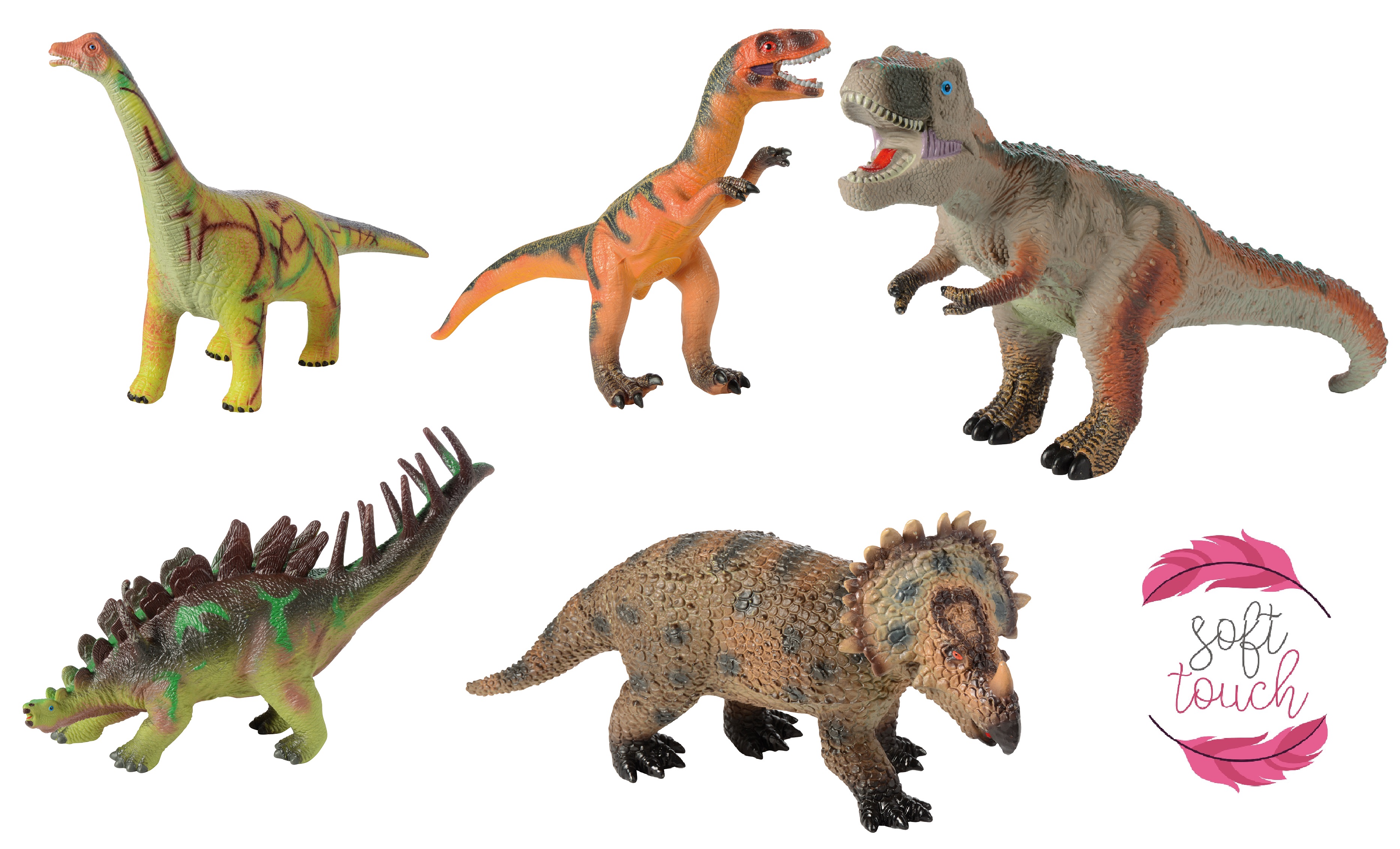 Riesen Dinosaurier 5er Set, mit Wattebauch