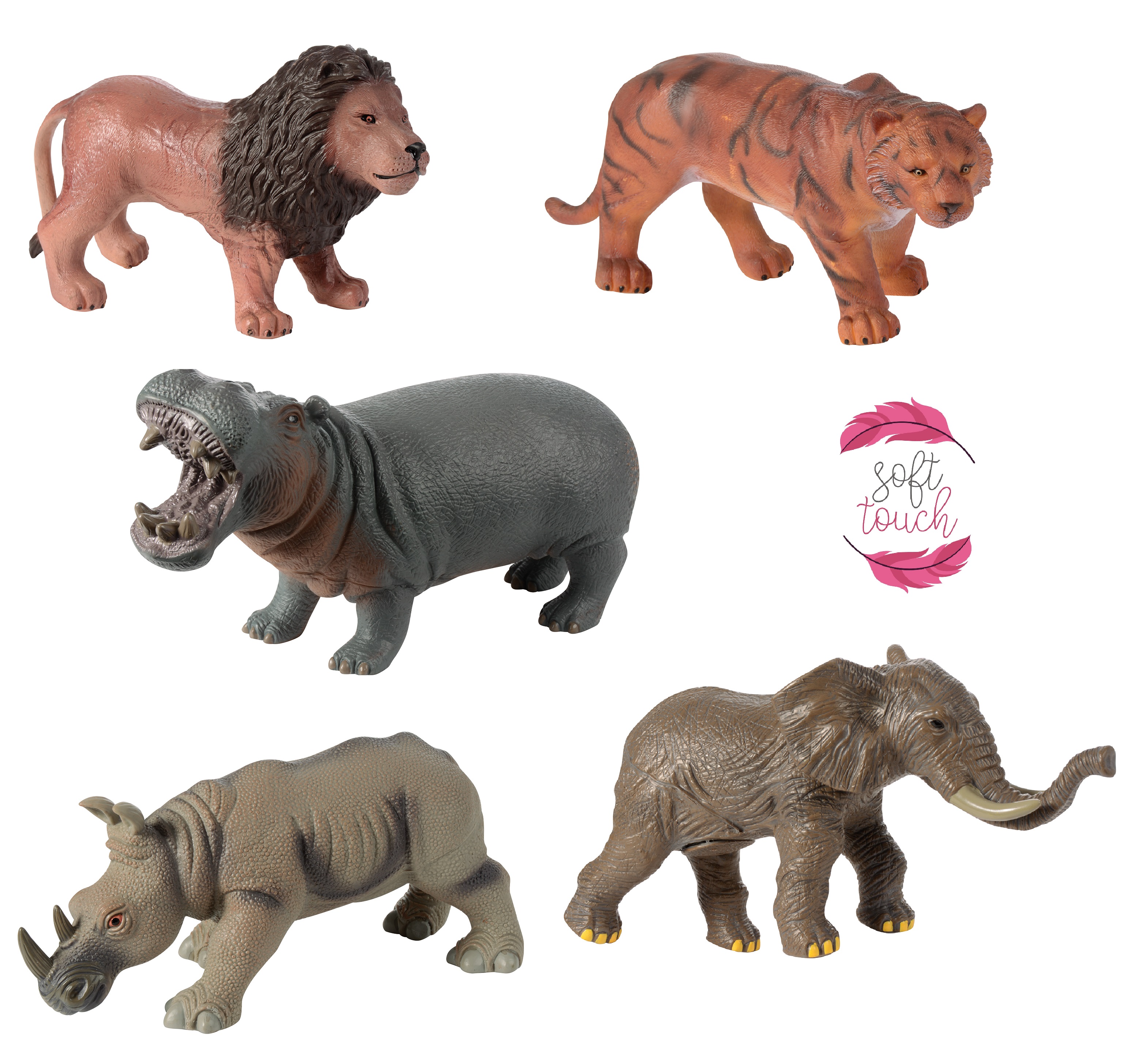 Riesen Wildtiere 5er Set, mit Wattebauch