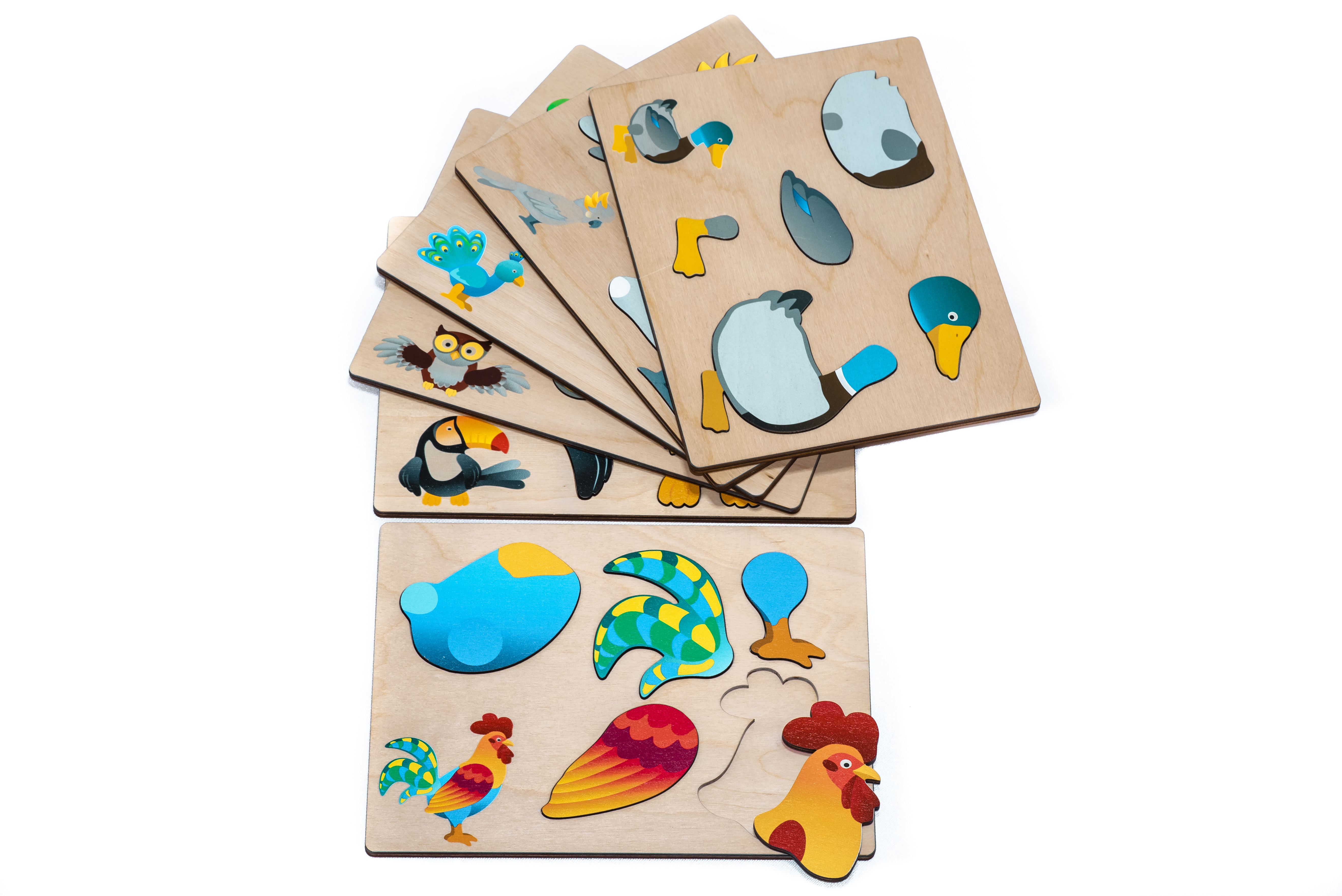 Magnetische Holzpuzzles für Kinder mit Vögeln