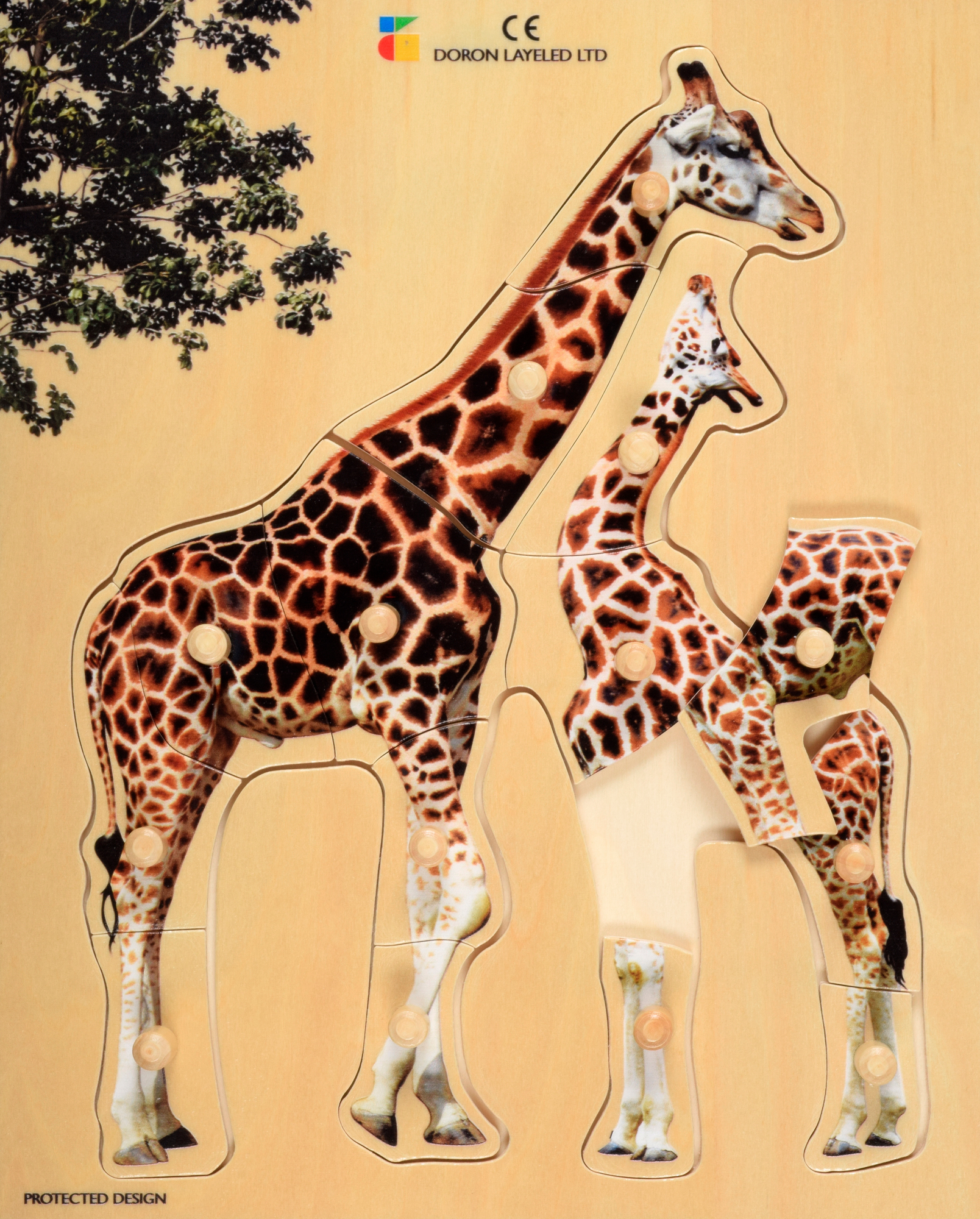 Holz-Puzzle realistisch Giraffe mit Kalb