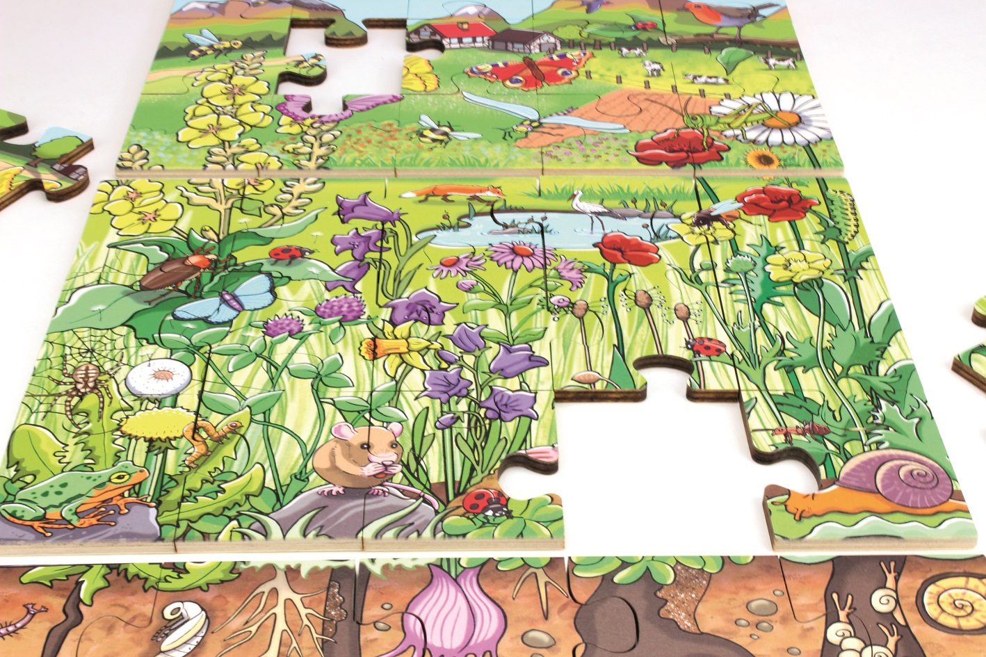 Bodenpuzzle Entdecke die Blumenwiese 3 in 1