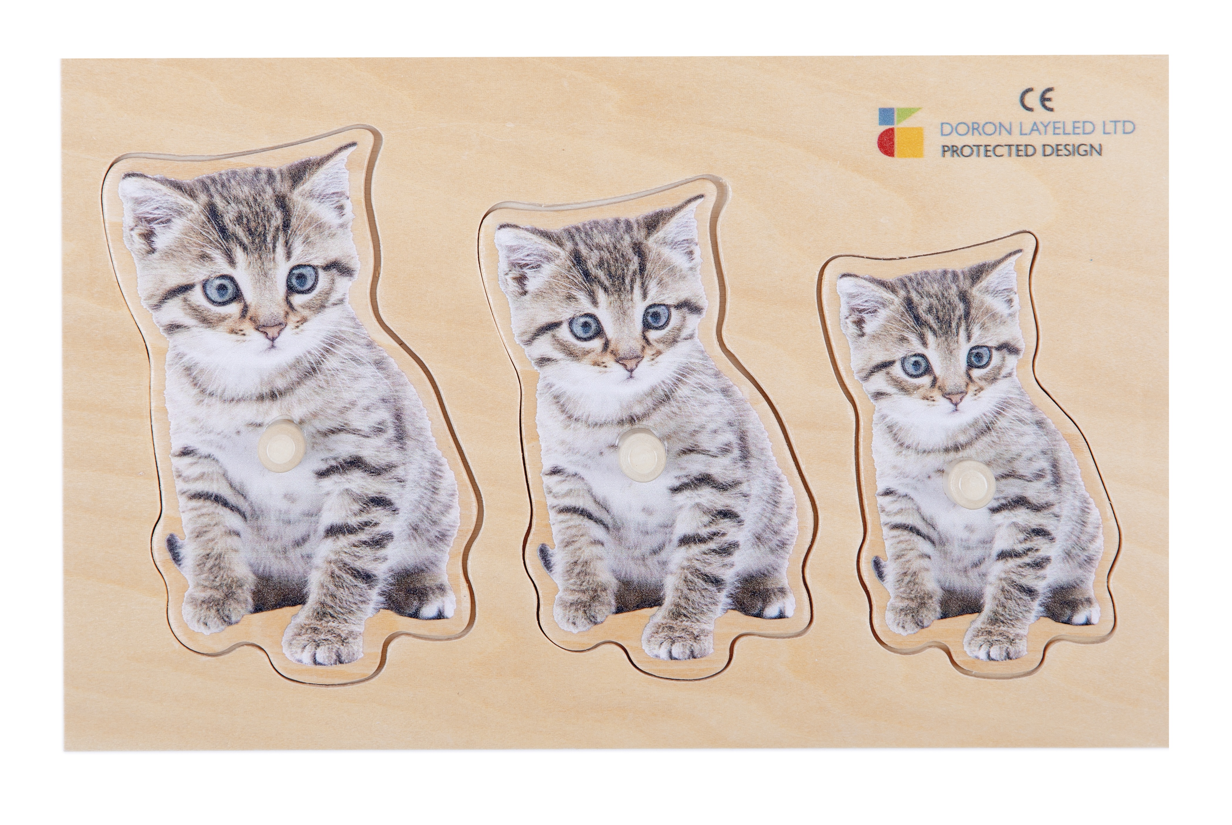 Holzpuzzle Größe & Tiefe 3er Set (Hase, Frosch, Katze)