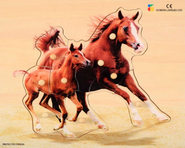 Holz-Puzzle realistisch Pferd mit Fohlen