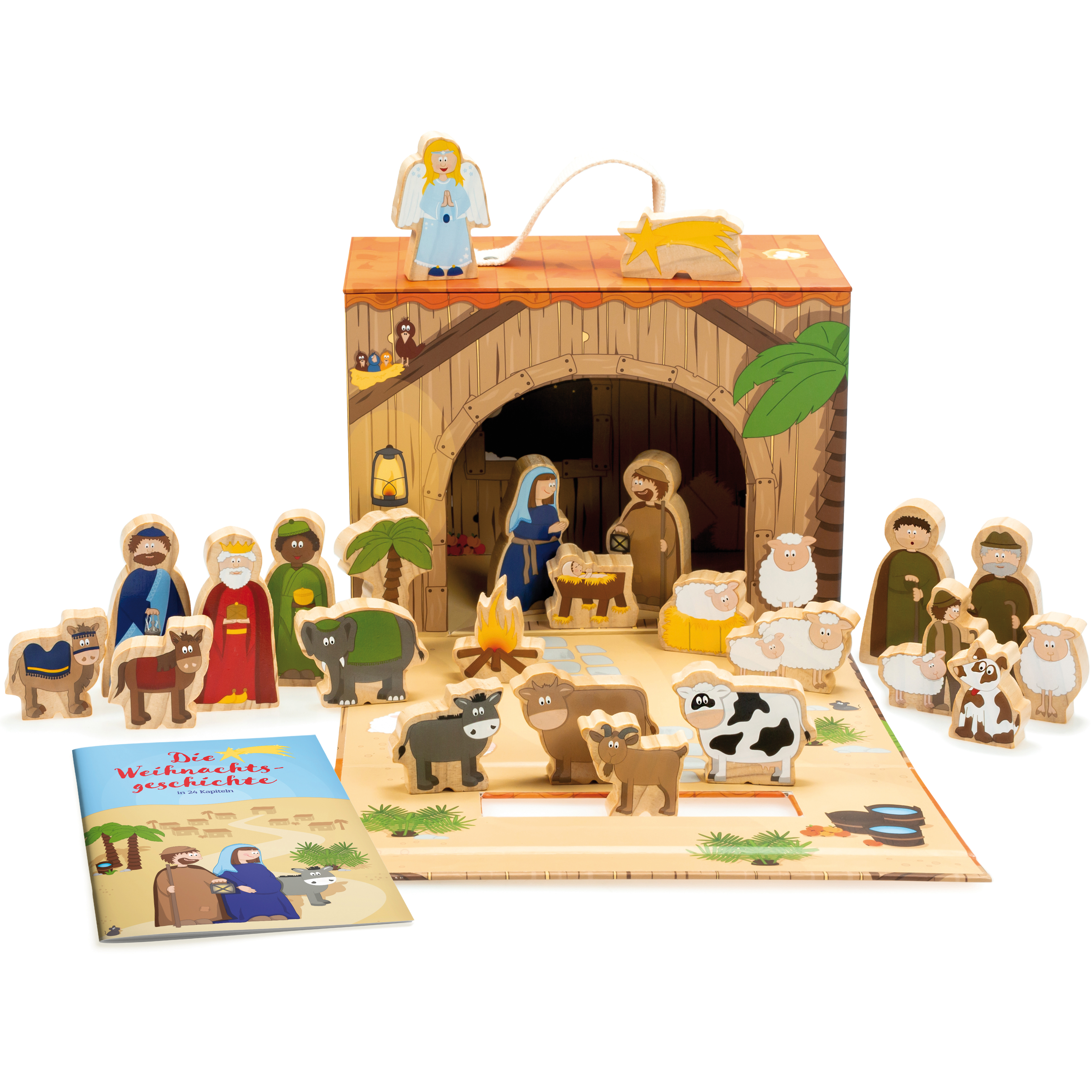 Weihnachtskrippe zum Spielen für Kinder - Holz Spielkrippe
