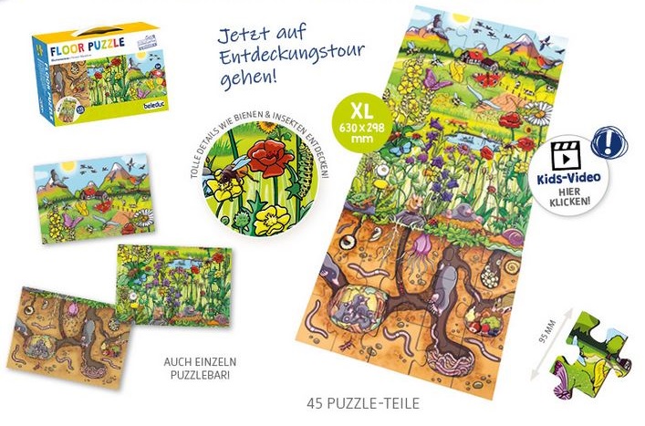 Bodenpuzzle Entdecke die Blumenwiese 3 in 1