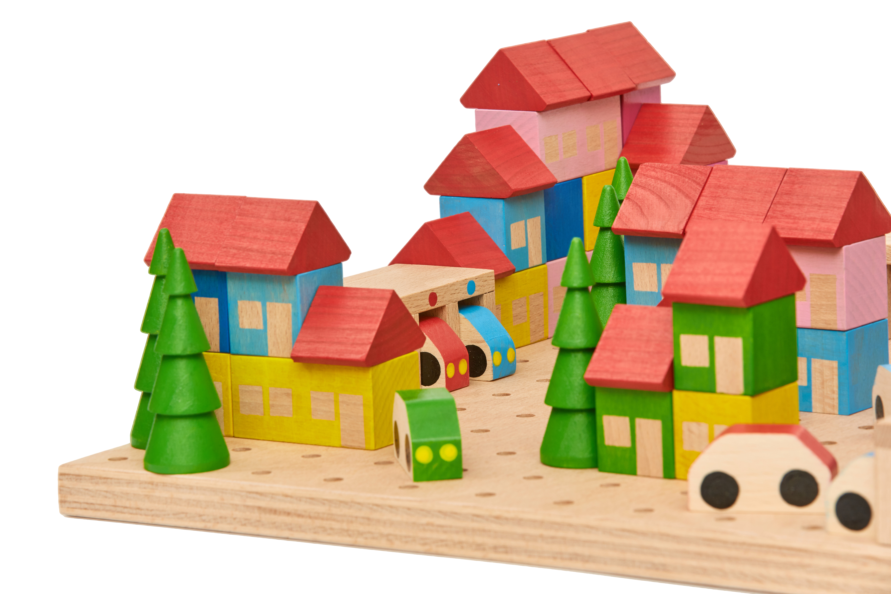 Steckbausteine Stadt aus Holz, 89-teilig