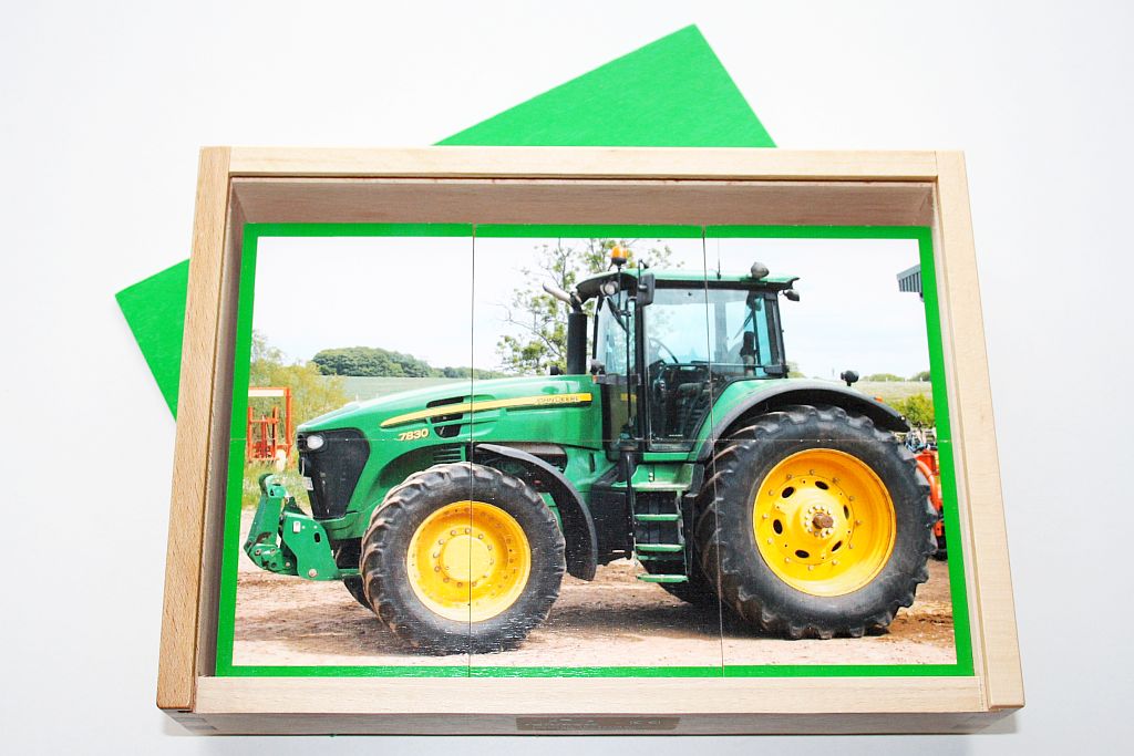 Traktoren Holzpuzzle 6er Set, natur-realistisch